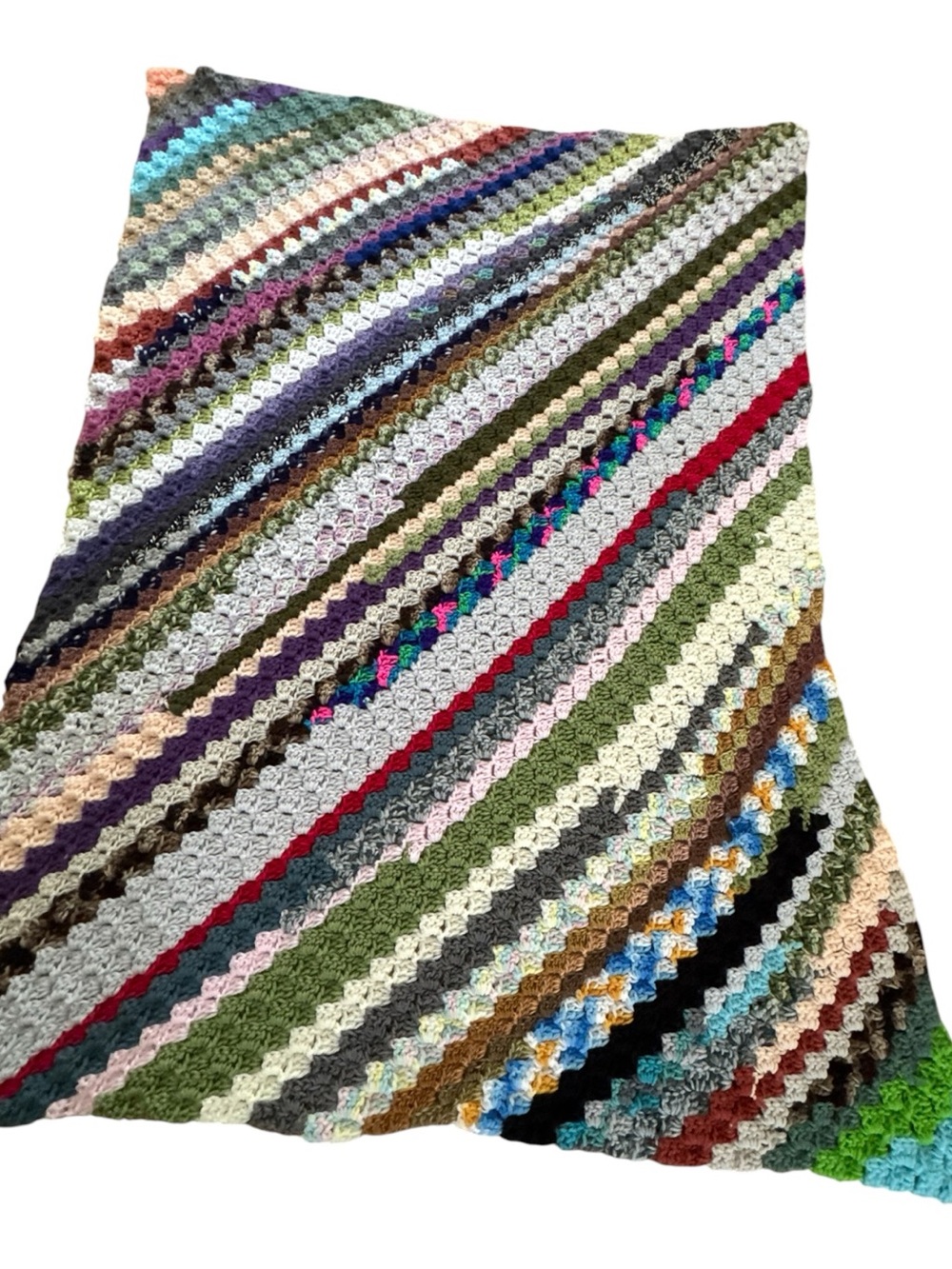 💚Handmade Colorful Eclectic Crochet Throw Blanket Earthy& Bright Tones/Textures